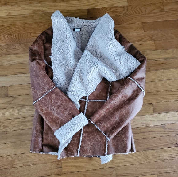 Venus Faux Leather and Fleece Lined Wrap Jacket - Picture 6 of 13